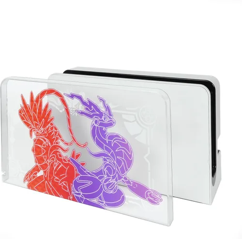 Vista 4 de TIKOdirect Cubierta de placa frontal personalizada para base de carga OLED Nintendo Switch, policarbonato duro, carcasa delgada antiarañazos sin