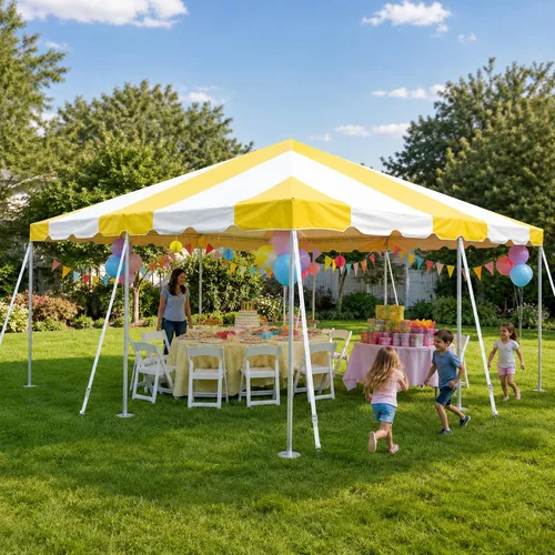 Vista 12 de Party Tents Direct Carpa para Fiesta de 20x30 - Marco de Acero - Gazebo al Aire Libre, Pabellón, Sombrilla para Sol, Refugio para Acampada - Verde