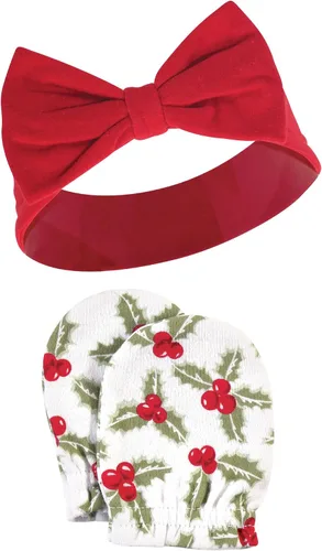 Vista 106 de Hudson Baby Conjunto de diadema de algodón y manoplas para rascar para bebé