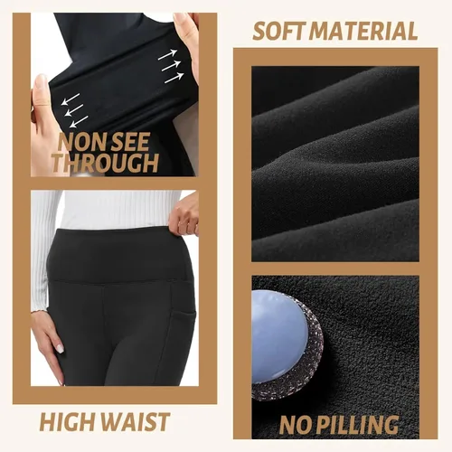 Vista 5 de Sundwudu Paquete de 5 leggings para mujer, control de abdomen, pantalones de yoga negros suaves de cintura alta para entrenamiento, tallas regulares