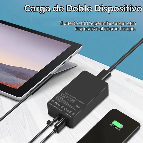 Vista 6 de TREE.NB Cargador para laptop Surface Pro 15V 2.58A 44W Fuente de alimentación para Microsoft Surface Book Surface Pro 8/7/6/5/4/3 Laptop 1/2/3