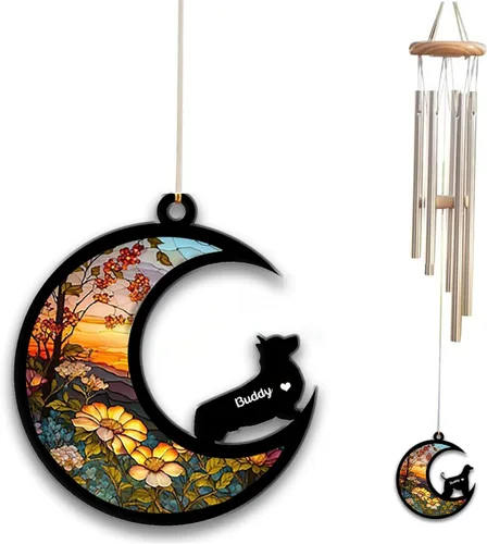 Vista 12 de Carillón de viento con atrapa el sol afghan Hound, campanilla de viento conmemorativa de girasol personalizada para perro, regalo de pérdida