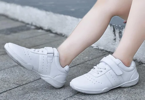 Vista 3 de Zapatos de animación blancos para niños y niñas, para competición, atletismo, caminar, tenis, deporte, con gancho y bucle, zapatillas