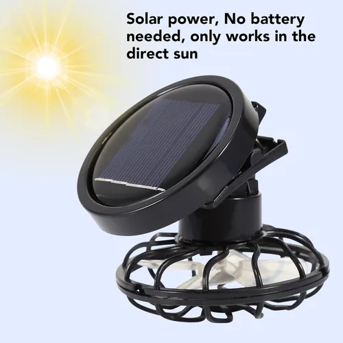 Vista 3 de YOUTHINK Ventilador solar portátil, mini clip eléctrico para camping, ventilador de ahorro de energía para picnic, pesca, parque, viajes