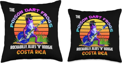 Vista 3 de Funny Cute Frog 1950's 1960's Vintage Nostalgia Poison Dart Frogs Blues Retro Rockabilly Fifties Dark Shades - Almohada de 18 x 18 pulgadas