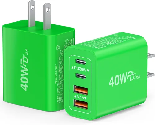 Vista 16 de [Paquete de 2] Cargador de pared USB C, cargador tipo C de 40 W, bloques de 40W 2Pack Azul bebé