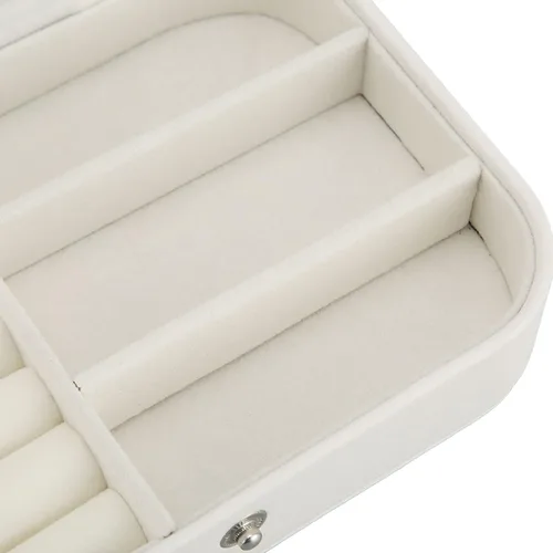 Vista 5 de Wnvivi Caja organizadora portátil de collares, caja de almacenamiento de joyería, caja de joyería de viaje, organizador de aretes para mujer, Cuero