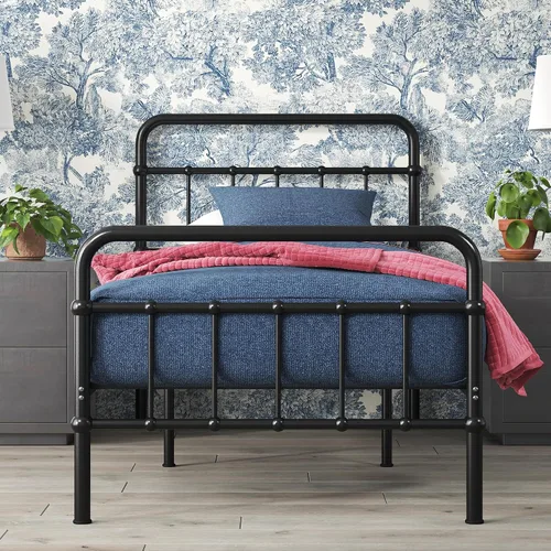 Vista 16 de Zinus Leonardo - Marco de cama con plataforma de metal, cabecero victoriano, tamaño individual Heavy Duty Bed Base, Ample Underbed Storage Space