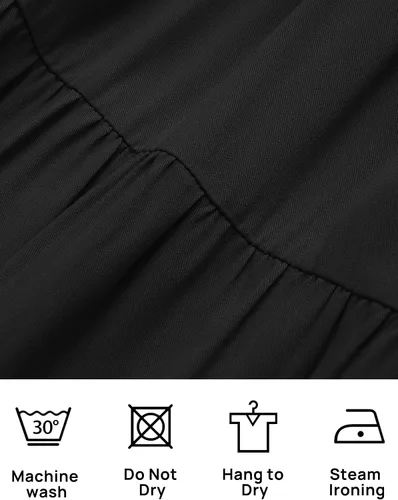Vista 5 de ZESICA Vestido midi sexy bohemio con hombros descubiertos para mujer, de manga corta, cintura alta, con volantes, acampanado, para fiesta en la playa