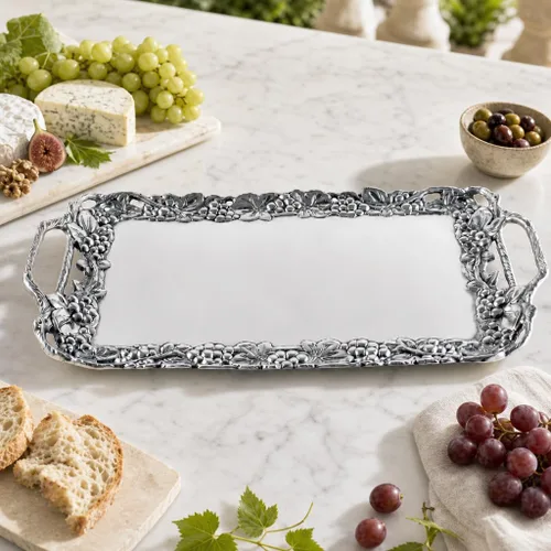 Vista 6 de Arthur Court - Bandeja decorativa de aluminio para servir uvas, 21 x 10 pulgadas