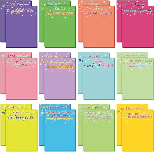 Vista 8 de Teling 24 Piezas Notas Adhesivas Inspiracionales Regalo de Navidad Nota Adhesiva 3 x 4 Pulgadas Arcoíris Apreciación Notas en Español Motivacionales