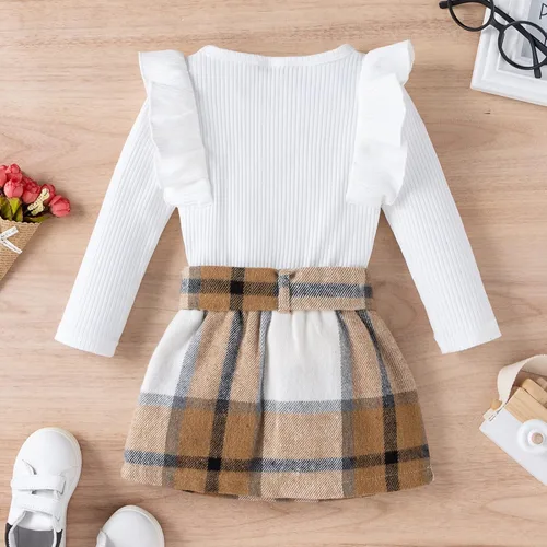 Vista 4 de TBUIALL Ropa de otoño e invierno para niñas pequeñas, para otoño e invierno, estampado de algodón, manga larga, 6 meses