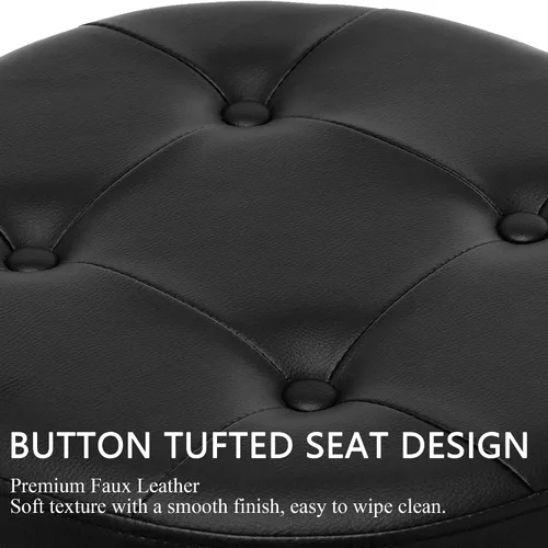 Vista 7 de DUHOME Taburete de tocador de cuero PU taburete de maquillaje silla de tocador altura ajustable taburete giratorio redondo otomano negro