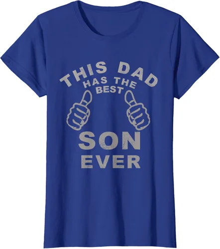 Vista 10 de Camiseta con texto en inglés "This Dad Has the Best Son Ever", regalo del día del padre, Negro