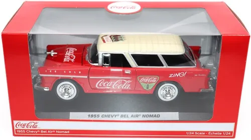 Vista 9 de Motor city classics Coca-Cola 1955 Chevy Nomad 1:24 Modelo a Escala Diecast Collectible 424057