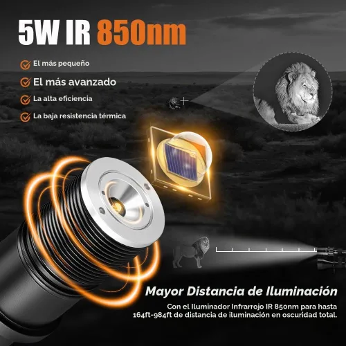 Vista 8 de 1605 850nm IR iluminador linterna luces para visión nocturna Zoomable LED linterna infrarroja luz recargable iluminador con enfoque rápido e