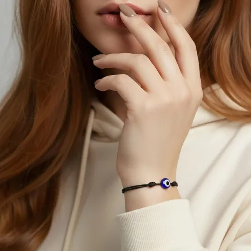 Vista 20 de Pulsera Lucky Evil Eye, gargantilla y tobillera – Talismán de protección de cuerda roja y negra Joyería minimalista Mal de Ojo para la buena suerte
