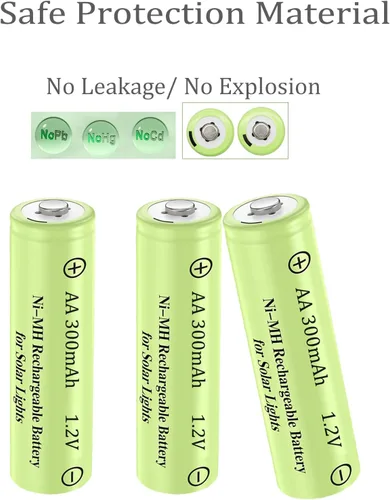 Vista 5 de Paquete de 12 baterías recargables Ni-MH de 1.2 V AA 300 mAh para luces solares de camino de paisaje al aire libre