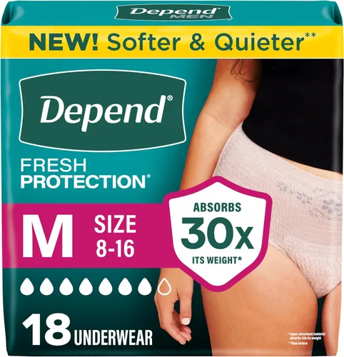 Vista 28 de Depend Fresh Protection - Pañales para adultos, ropa interior de incontinencia y para pérdida de orina posparto para mujer, desechable, máxima