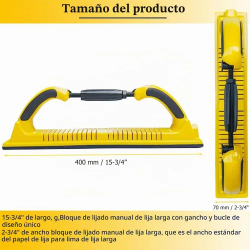 Vista 2 de Toromp Bloque de Lima de Lijado Manual Longboard Flex de Radio Ajustable de 2-3/4" x 15-3/4" con Respaldo de Gancho y Bucle - Usar con Rollos