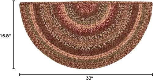 Vista 3 de VHC Brands Cider Mill - Alfombra de yute primitivo a rayas rojas de medio círculo, decoración de 16.5 x 33 pulgadas