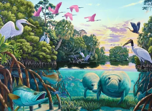 Vista 2 de Ravensburger Manatee Moments - Rompecabezas de 500 piezas Materiales de alta calidad Imágenes atractivas Ajuste entrelazado perfecto