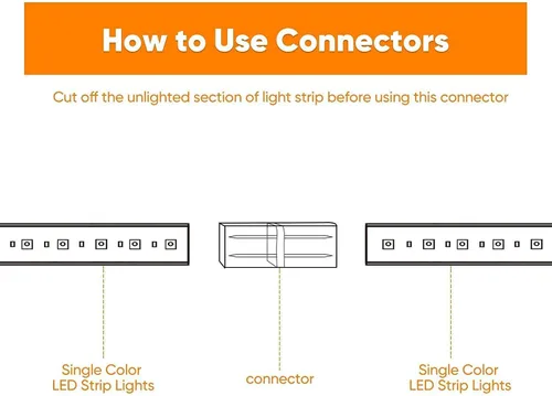 Vista 9 de Shine Decor Productos de paquete de conectores con kit de tiras LED blancas cálidas de 147.6 ft/150 pies