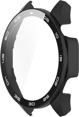 Vista 6 de FitTurn Funda protectora de pantalla compatible con Huawei Watch GT4 de 1.811 in, parachoques de PC de color de repuesto con vidrio templado Escala