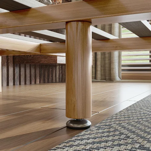 Vista 4 de Bellemave Marco de cama de plataforma de tamaño matrimonial, cama flotante de bambú sólido con soporte de listones de madera para dormitorio Natural