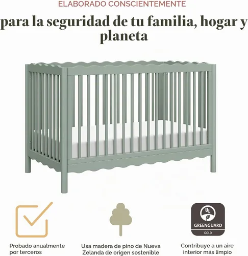 Vista 6 de Babyletto Swell - Kit de conversión de cuna 4 en 1 con cama para niños Savia Claro