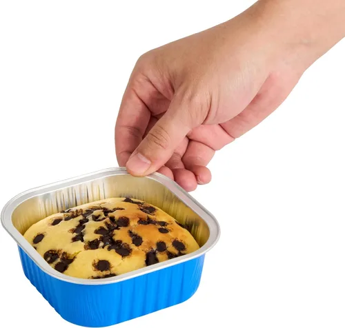 Vista 12 de Restaurantware - Moldes desechables, paquete de 100 tazas cuadradas de aluminio para hornear de 10 onzas - Las tapas se venden por separado, listas