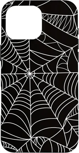 Vista 19 de iPhone 12/12 Pro blanco y negro araña web Único estuche de Halloween de Artsy moderno