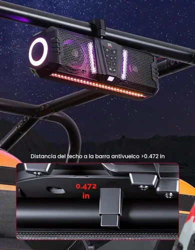Vista 8 de KEKEMIMOTO 2025 Midnight 40 Barra de sonido UTV de 16 pulgadas, IP65 resistente al agua Golf Cart Sound Bar, ATV Speaker Bluetooth with RGB, SxS