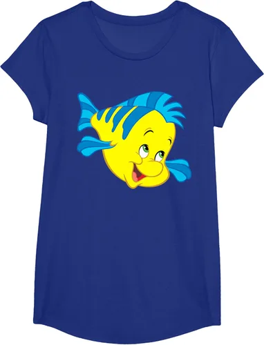 Vista 71 de Disney Camiseta de disfraz de cara grande de la Sirenita Flounder Sidekick