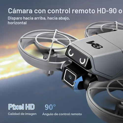 Vista 7 de Mini dron RC con cámaras, protector de hélice, FPV y altitud para niños de Gris-blanco