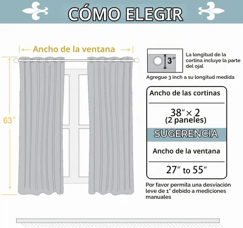 Vista 6 de ChrisDowa Cortinas 100% opacas de 63 pulgadas de largo para dormitorio con forro negro, 2 capas gruesas totalmente opacas con aislamiento térmico