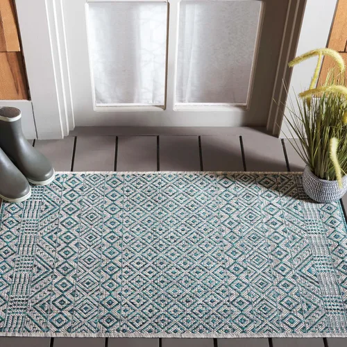Vista 36 de SAFAVIEH Alfombra lavable al aire libre, colección Courtyard - 2'3" x 5', gris y negro, no desprende pelusa y fácil limpieza, ideal para patio