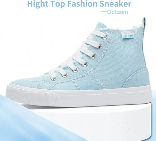 Vista 3 de Obtaom Zapatos de lona de alta calidad para mujerhombre para jugar a media pantorrilla, zapatillas de deporte de moda casuales con cordones de alta