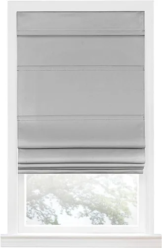 Vista 2 de PowerSellerUSA Cortinas a cuadros de búfalo sin cordones, persianas romanas para ventanas, tela de oscurecimiento de habitación, diseño clásico a