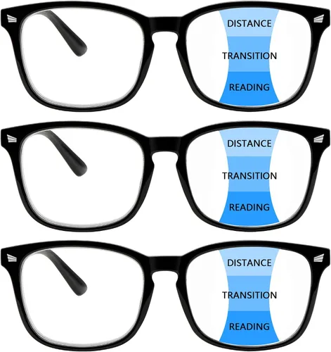 Vista 9 de Paquete de 3 gafas de lectura progresivas multifocales con bloqueo de luz azul para mujeres y hombres, gafas de computadora con bisagra de resorte 3