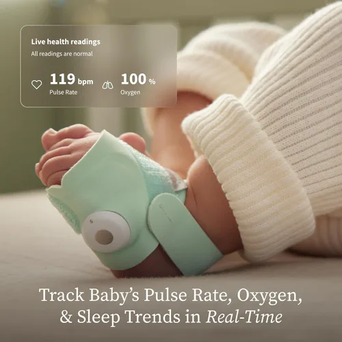 Vista 4 de Owlet Dream Duo (Gen 3) Smart Baby Monitor All-in-One Bundle - 2K HD Video Baby Monitor with Alerts & Owlet Dream Sock Tracks Baby’s Oxygen, Heart