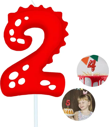 Vista 25 de Velas de cumpleaños con número (0 velas rojas) con forma de dinosaurio, velas de pastel de feliz cumpleaños para decoración de fiesta de cumpleaños