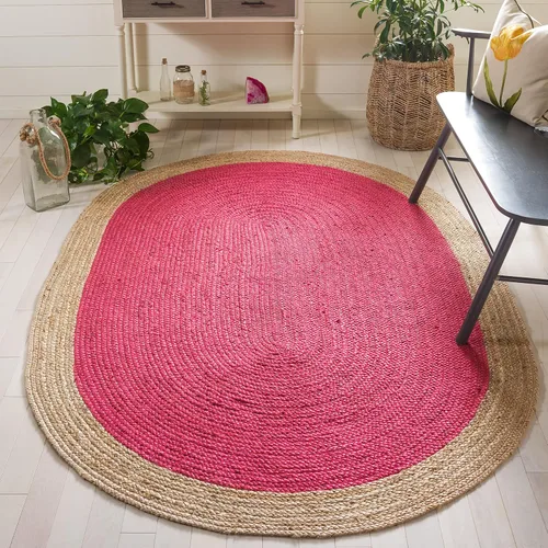 Vista 35 de SAFAVIEH Natural Fiber Collection - Alfombra ovalada, 2 pies 6 pulgadas x 4 pies, ovalada, azul aguamarina y marrón natural, yute hecho a mano