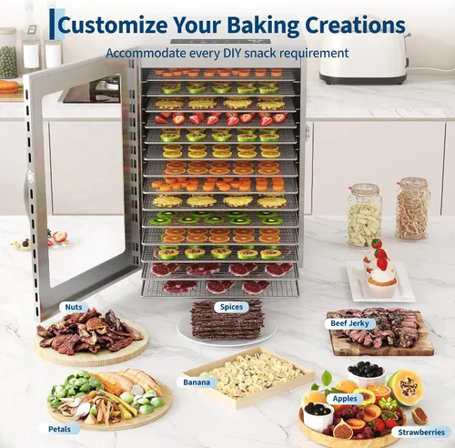 Vista 3 de OUTLANE Food Dehydrator Machine, 14-Tray 304 Stainless Steel Dehydrator