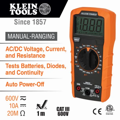 Vista 2 de Klein Tools 69355 Multímetro digital Premium Kit de prueba eléctrica con probador de voltaje sin contacto, probador de receptáculos, cables de prueba
