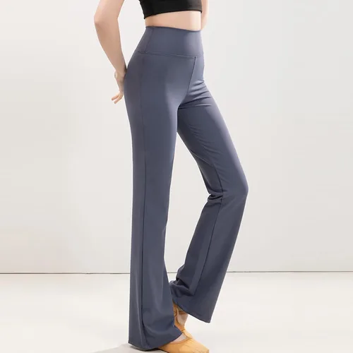 Vista 5 de Leggings de yoga sólidos de cintura alta para mujer, pierna acampanada, corte de bota, pantalones deportivos, pantalones moldeadores de cuerpo, ropa