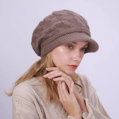Vista 13 de Gorro de invierno para mujer, gorro de punto holgado con visera para mujeres y niñas
