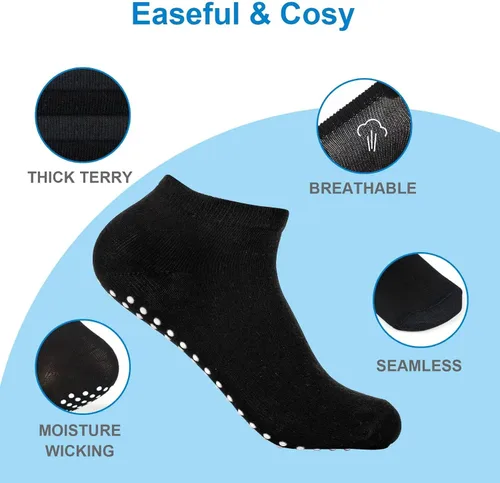 Vista 3 de simjubita Calcetines antideslizantes unisex, antideslizantes con gel de agarre para el hogar, hospital, maternidad, ancianos, yoga, pilates, barra