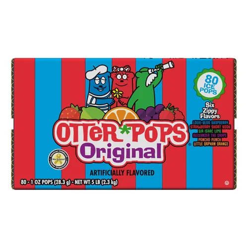 Vista 2 de Otter Pops Barras de hielo congeladoras, paletas de hielo sin grasa, sabores originales (80 – 1 oz pops)