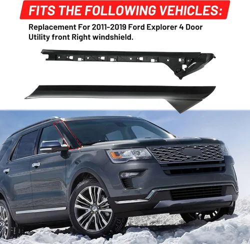 Vista 3 de Moldura de parabrisas A-Pillar, panel exterior e interior del lado del pasajero delantero derecho compatible con Ford Explorer 2011-2019